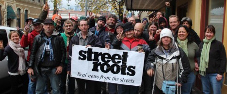 Street Roots vendors and members gathered